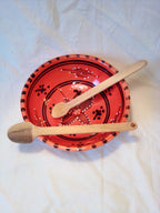 Cuillère à soupe en bambou vert artisanale de 16 cm, corps pelé, estampillée d'une croix