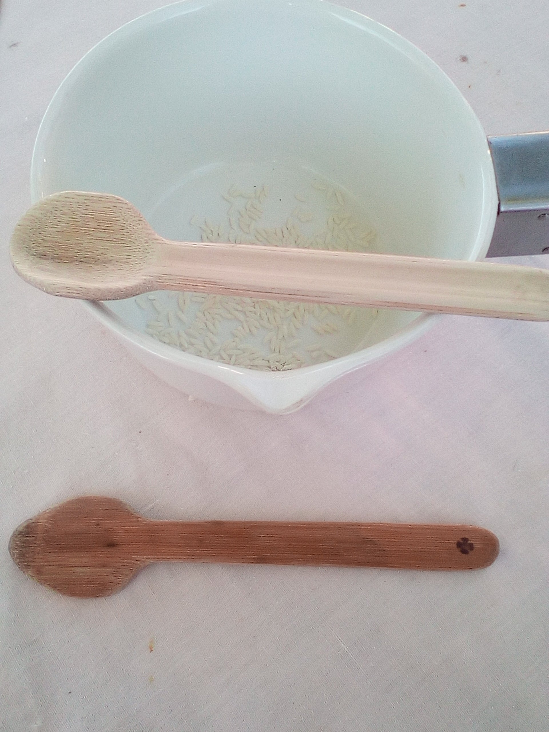 cuillee en bambou vert de 17 cm pelée estampillée