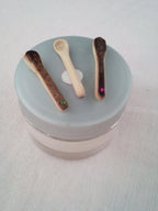 Cuillère à maquillage en bambou + strass 3-4 cm