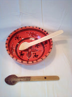 Cuillère à soupe en bambou noir artisanale de 17 cm, corps pelé, estampillée de la croix