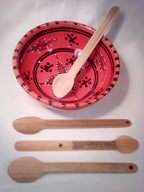 Cuillère à soupe en bambou artisanale de 18 cm, estampillée d'une croix, semi- pele