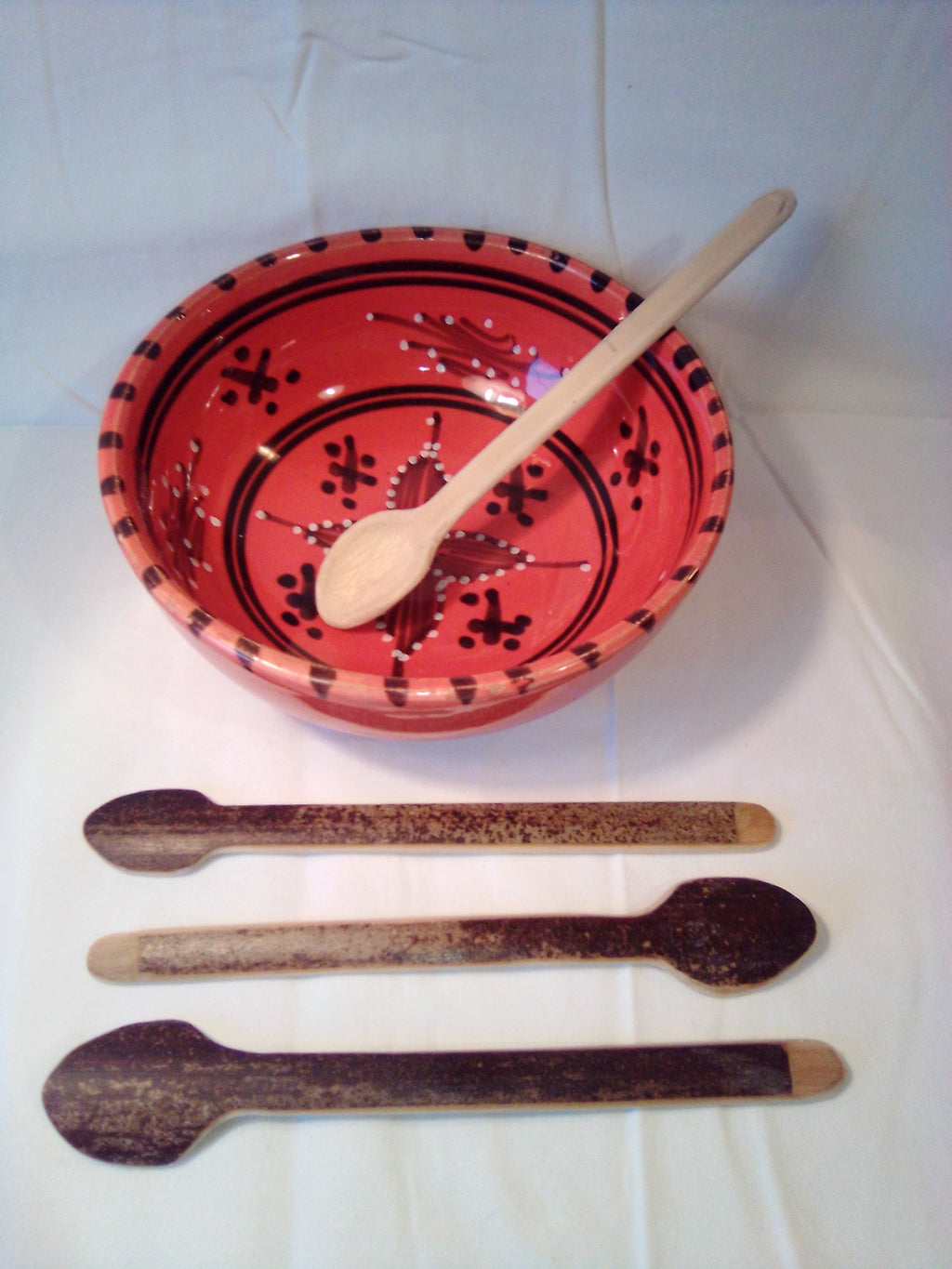 Cuillère à soupe en bambou noir artisanale de 17 cm naturelle