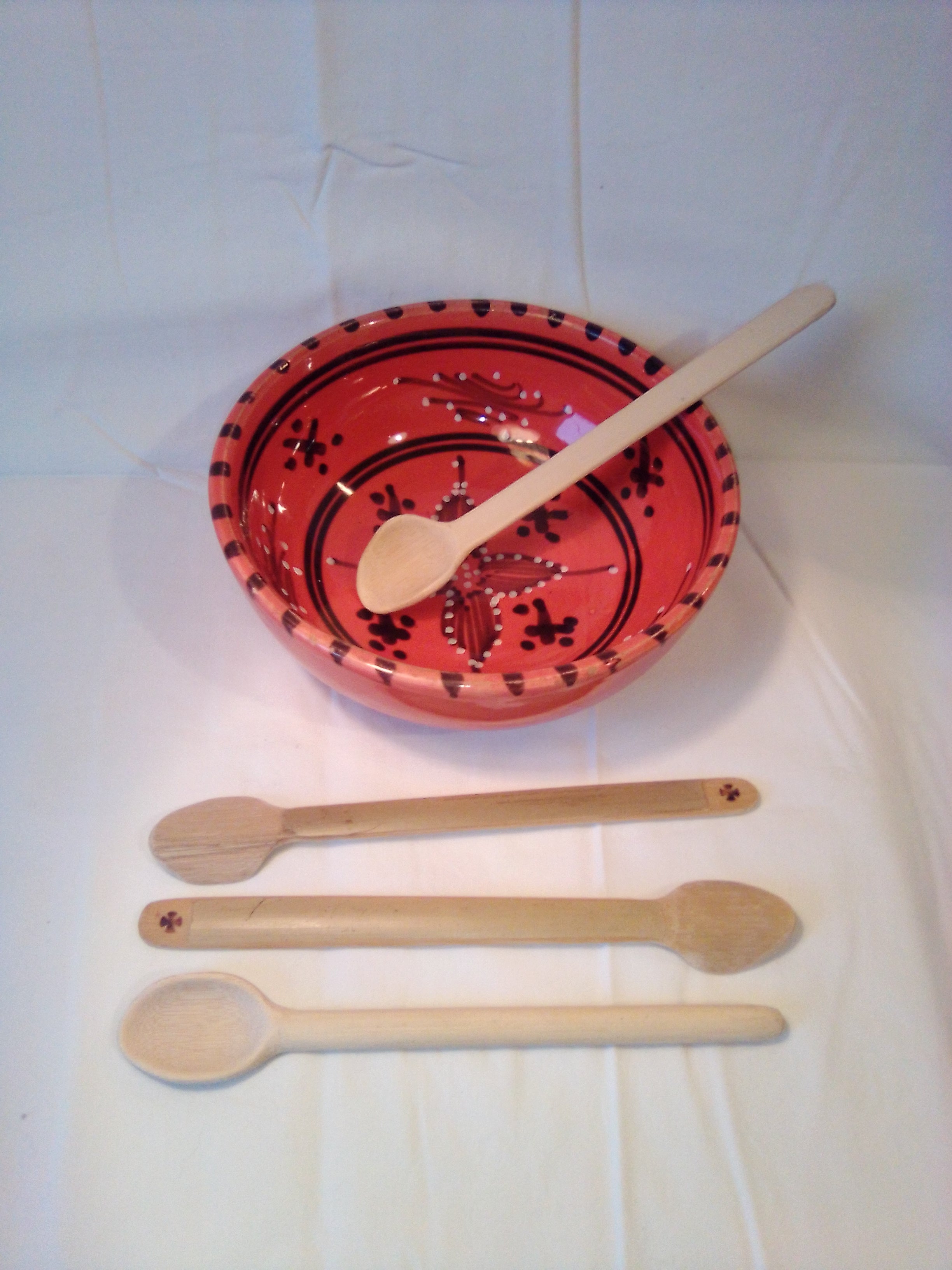 Cuillère à soupe en bambou vert artisanale de 17 cm, estampillée et tête pelée