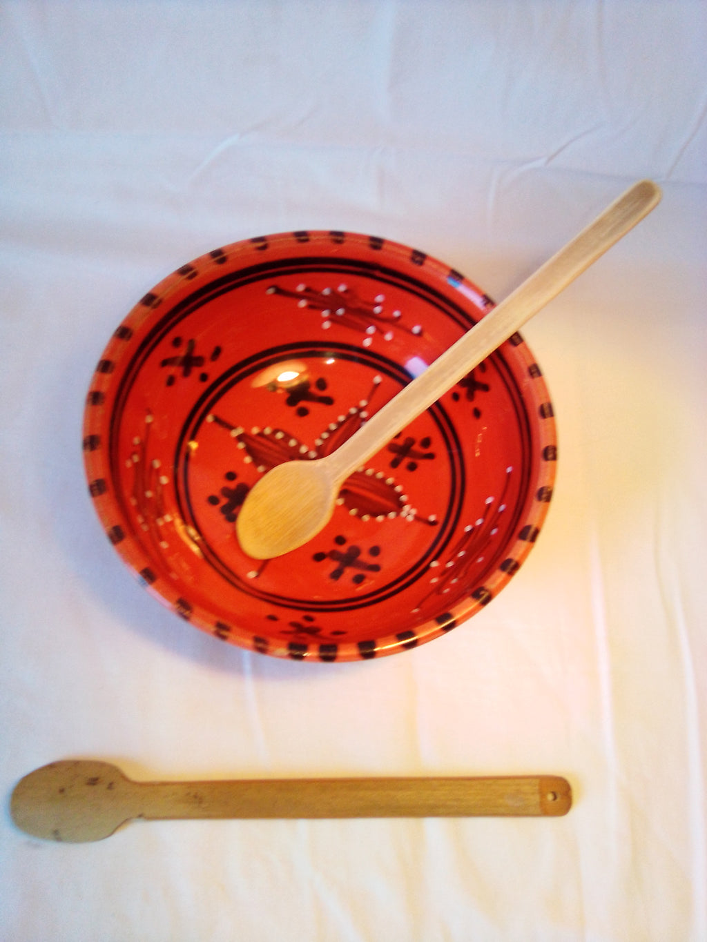 Cuillère à soupe en bambou vert artisanale de 19 cm, décorée d'un strass jaune