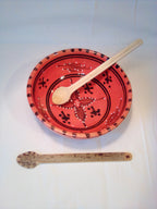 Fine cuillère à soupe en bambou noir artiusanale de 17 cm estampille en croix