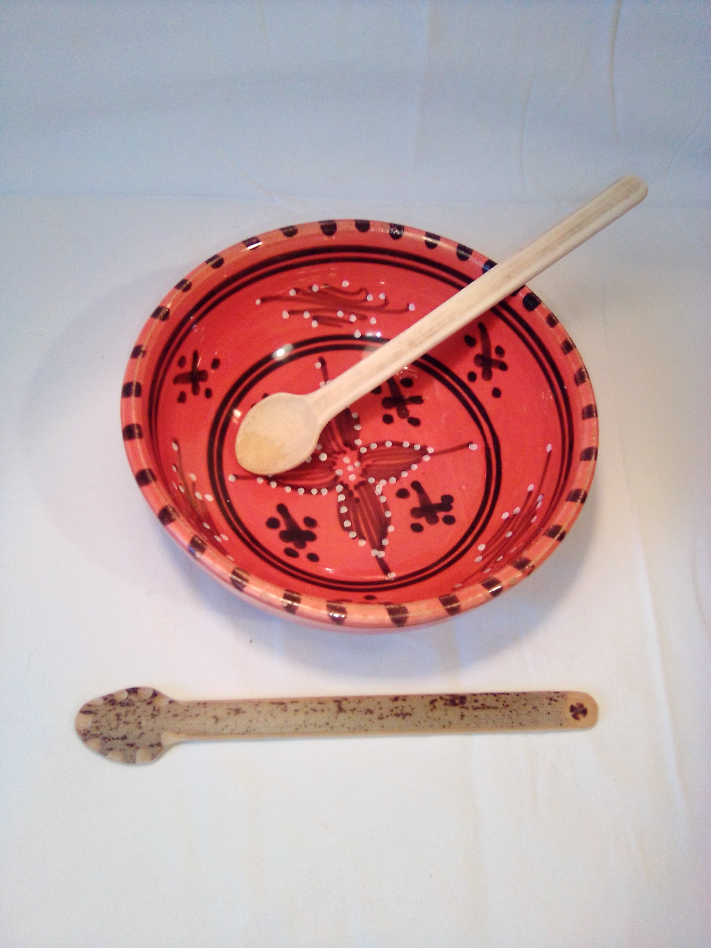 Fine cuillère à soupe en bambou noir artiusanale de 17 cm estampille en croix