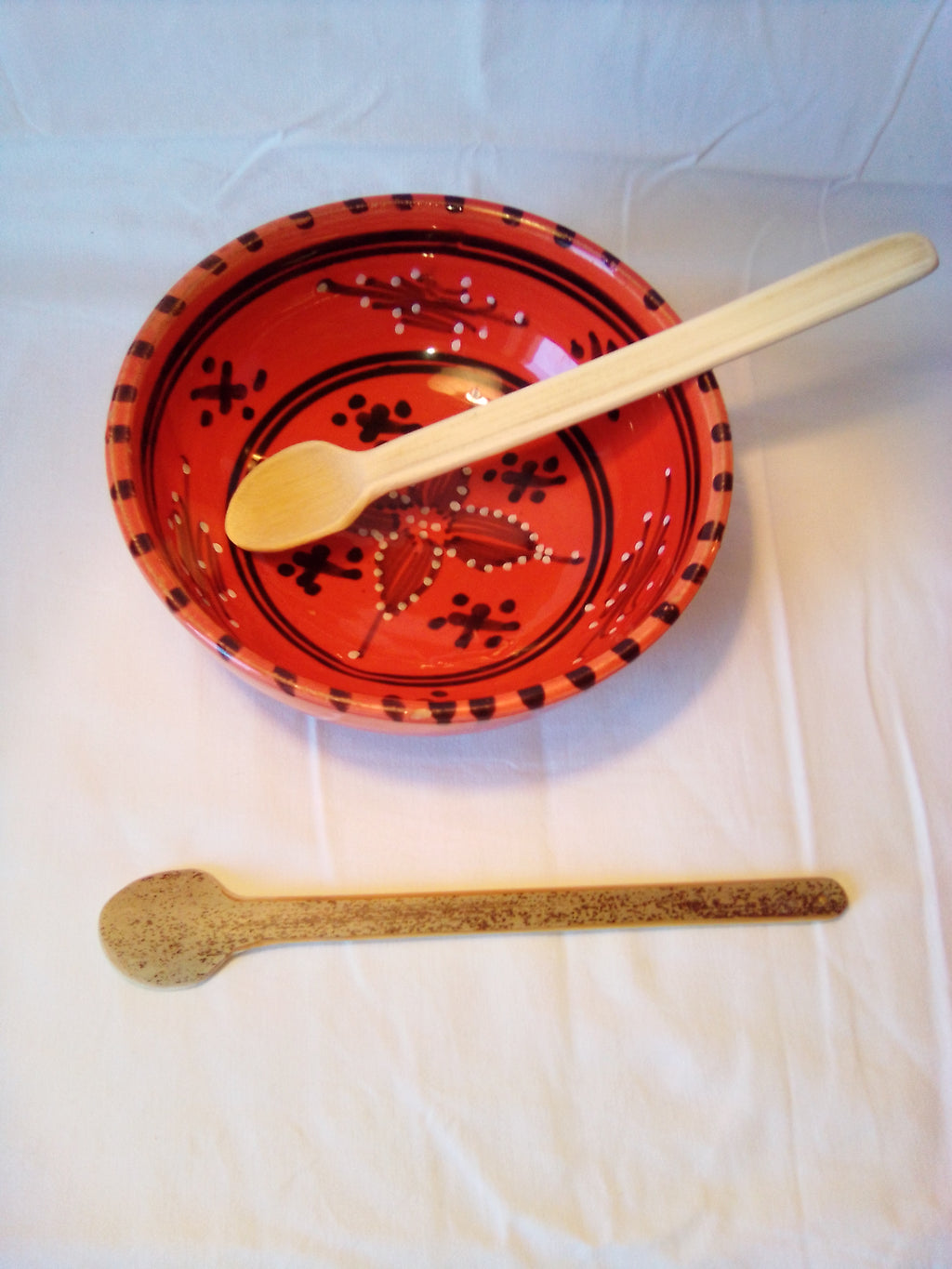 Fine cuillère à soupe en bambou noir artisanale de 19 cm, naturelle