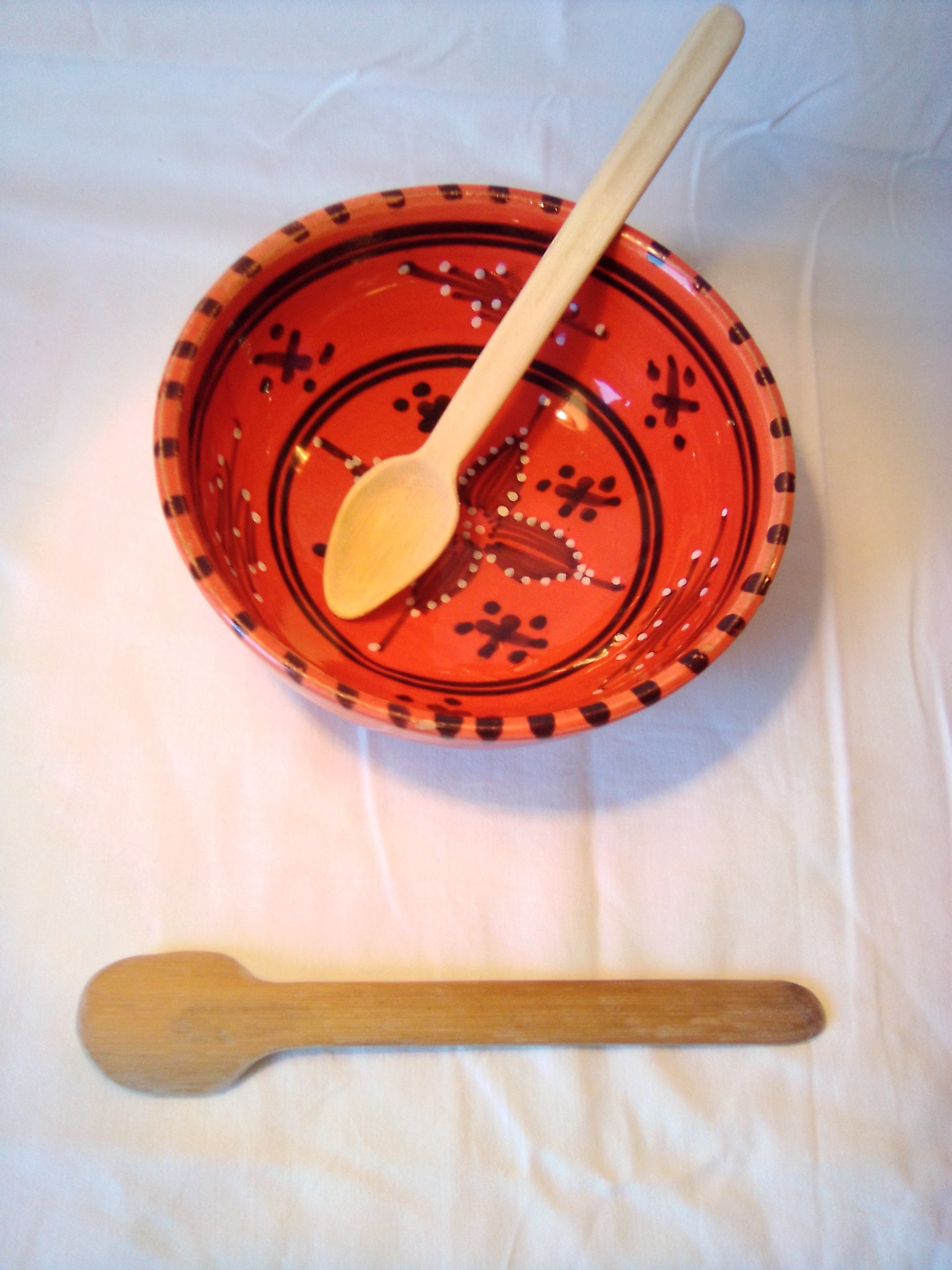 Grosse cuillère à soupe en bambou artisanale de 19 cm, pelée, naturelle
