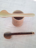 CUILLERES A TOUILLER EN BAMBOU noir ou vert artisanales de 16 cm