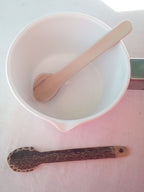 CUILLERES A TOUILLER EN BAMBOU noir ou vert artisanales de 16 cm