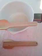 CUILLERES A TOUILLER EN BAMBOU noir ou vert artisanales de 16 cm