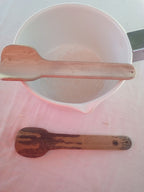 CUILLERES A TOUILLER EN BAMBOU noir ou vert artisanales de 16 cm