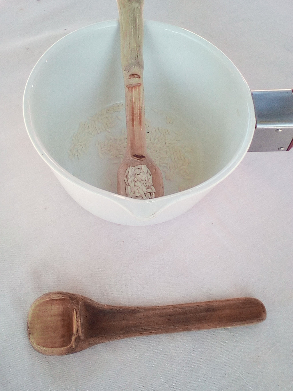 CUILLERES A TOUILLER EN BAMBOU noir ou vert artisanales de 16 cm