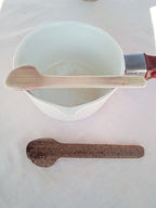 CUILLERES A TOUILLER EN BAMBOU noir ou vert artisanales de 16 cm