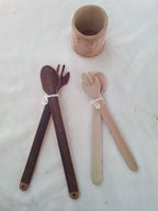 COUVERTS A SALADE EN BAMBOU NOIR OU VERT 100% ARTISANAUX de 15 à 35 cm