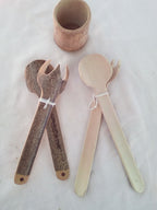 COUVERTS A SALADE EN BAMBOU NOIR OU VERT 100% ARTISANAUX de 15 à 35 cm