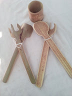 COUVERTS A SALADE EN BAMBOU NOIR OU VERT 100% ARTISANAUX de 15 à 35 cm