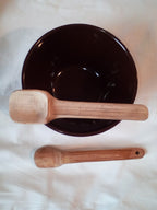 CUILLERES A TOUILLER EN BAMBOU noir ou vert artisanales de 16 cm