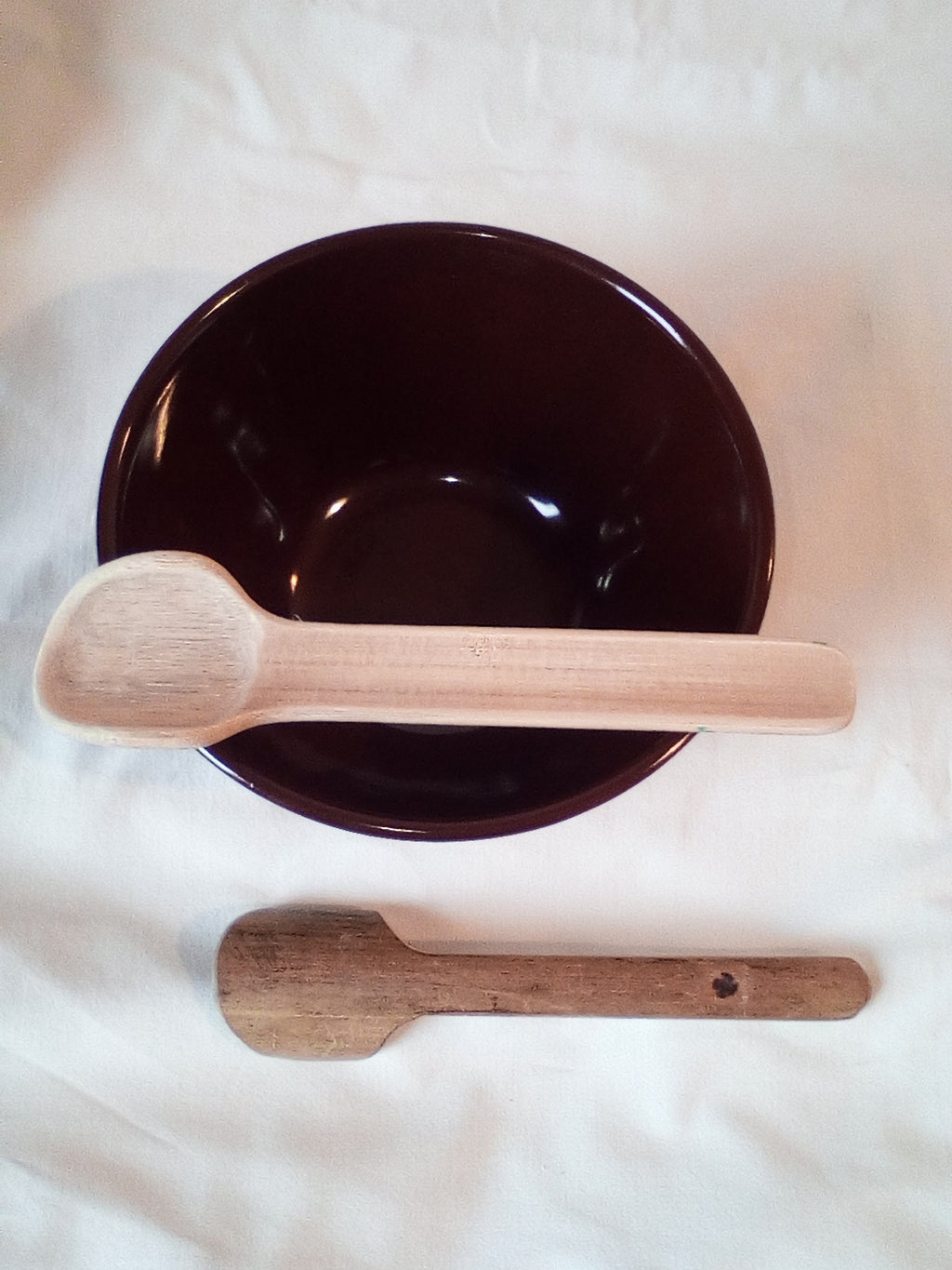 CUILLERES A TOUILLER EN BAMBOU noir ou vert artisanales de 16 cm