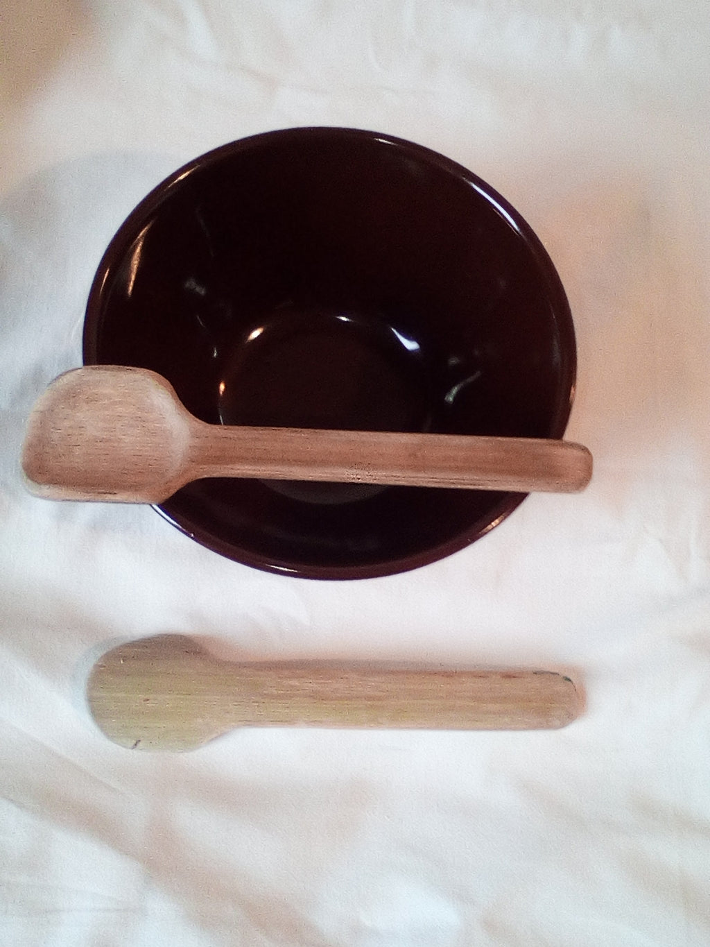 CUILLERES A TOUILLER EN BAMBOU noir ou vert artisanales de 16 cm