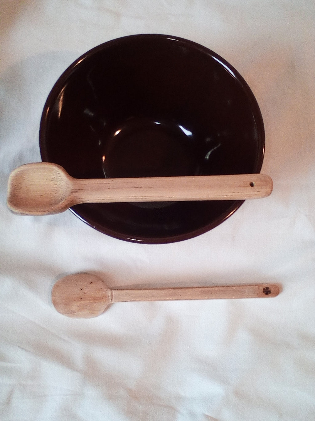 CUILLERES A TOUILLER EN BAMBOU noir ou vert artisanales de 16 cm