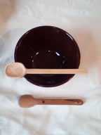 CUILLERES A TOUILLER EN BAMBOU noir ou vert artisanales de 16 cm