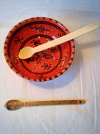 CUILLERE A SOUPE ARTISANALE EN BAMBOU noir ou vert  de 19 cm
