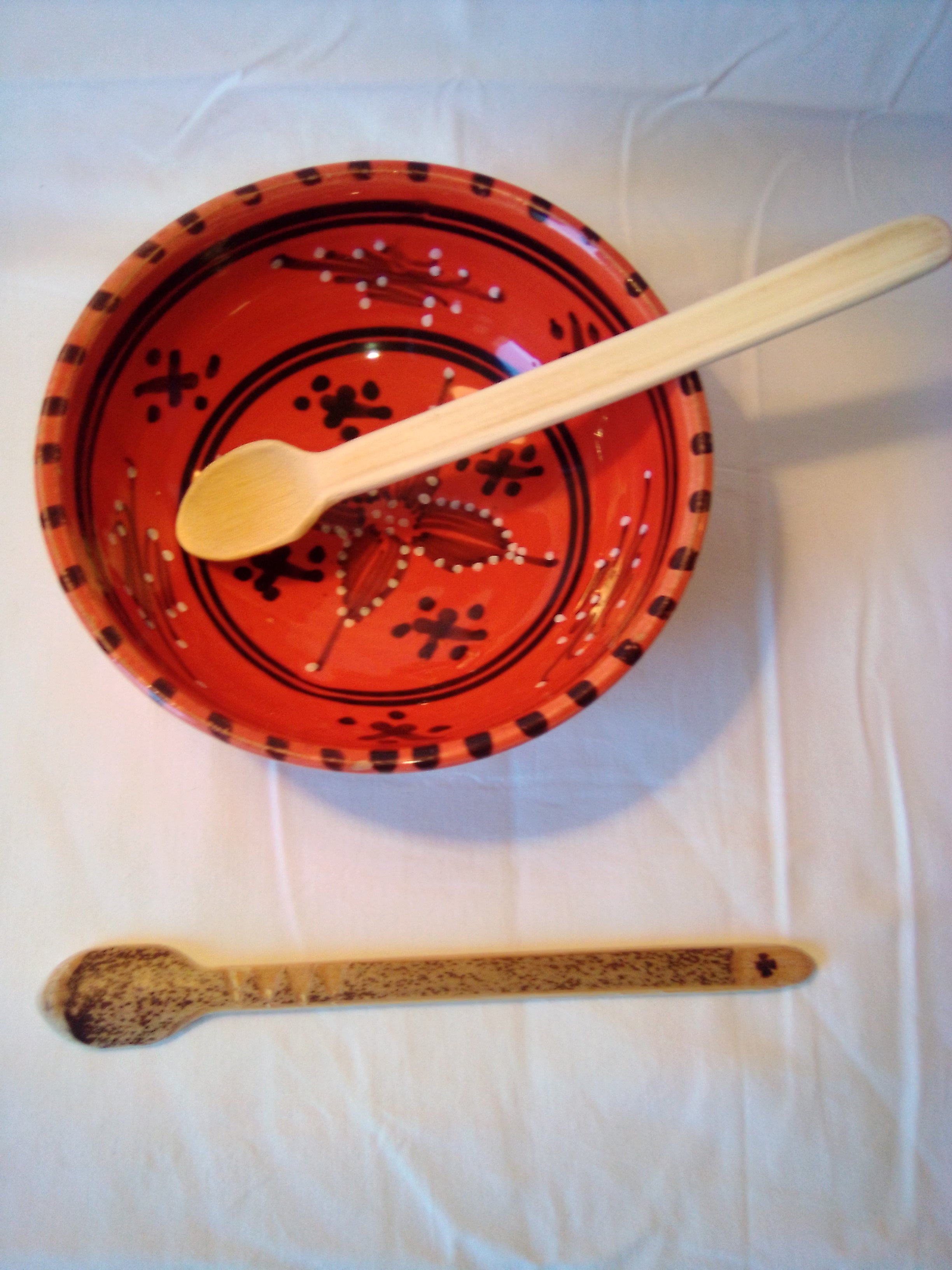 CUILLERE A SOUPE ARTISANALE EN BAMBOU noir ou vert  de 19 cm