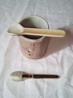 Cuillère en bambou noir artisanale 9-10 cm estampille