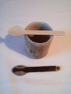 Petite cuillère en bambou noir décorée de 12 cm