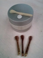 Spatule à maquillage en bambou noir artisanale 3-4 cm  1 strass rose clair