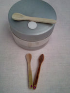 Spatule à maquillage en bambou noir 3-4 cm artisanale 1 strass rose