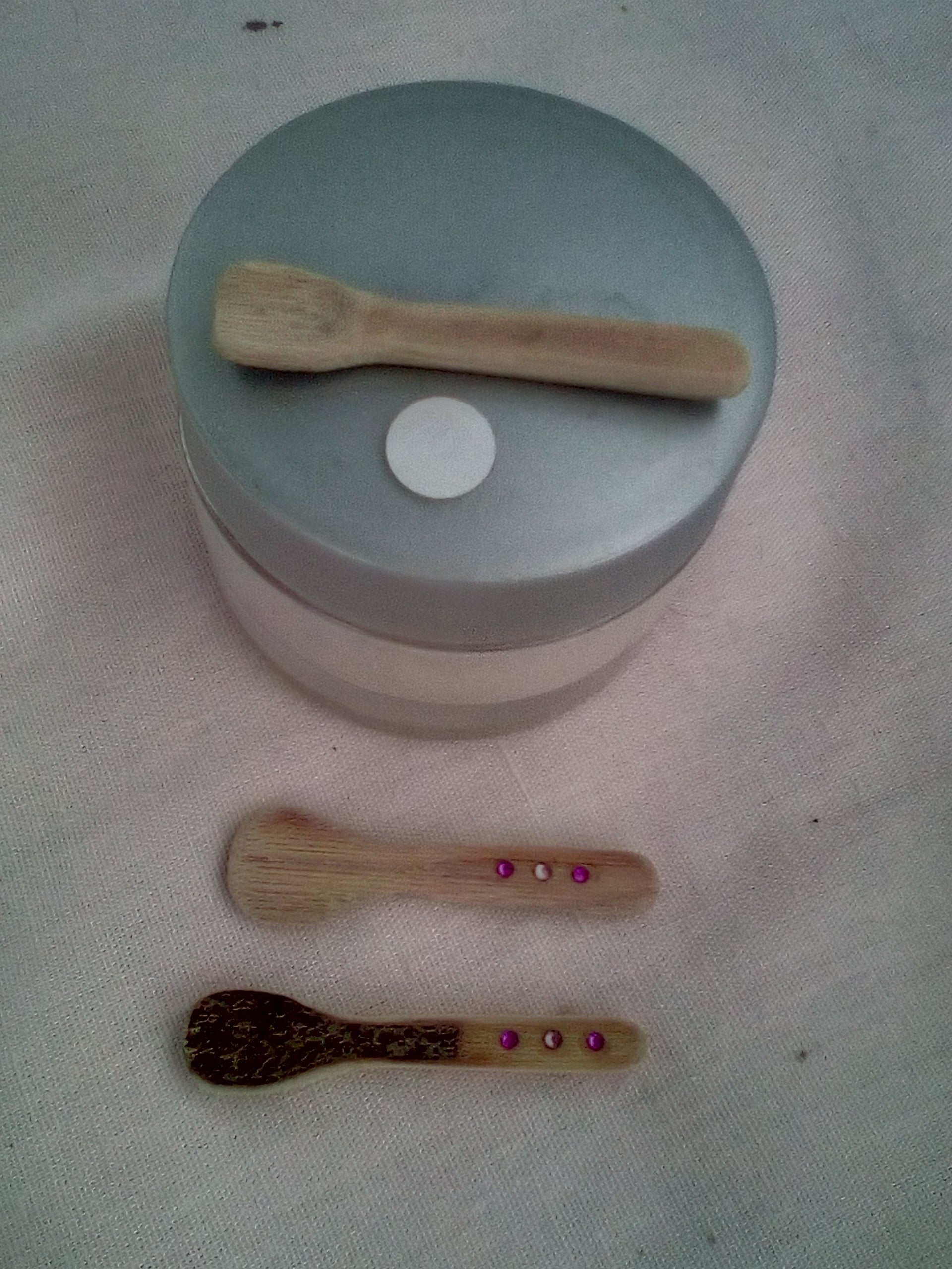 Spatule à maquillage en bambou noir artisanale 4-5 cm 3 strass rose rose clair rose