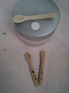 Spatule à maquillage en bambou noir artisanale 4-5 cm 3 strass vert bleu vert