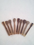 Spatule à maquillage en bambou noir artisanale 5-6 cm 1 strass noir