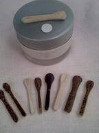 Spatule à maquillage en bambou noir 3-4 cm artisanale tête large