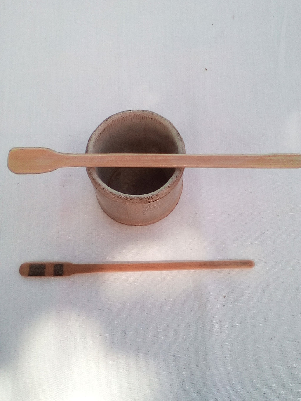 Touilleur en babou noir artisanal 15-16 cm taillé