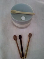 Cuillère à maquillage en bambou noir 6-7 cm strass noir