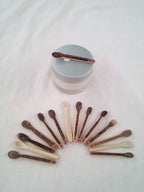 cuillère à maquillage en bambou noir 5-6 cm artisanale 1 strass rose