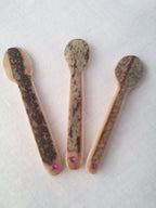 cuillere a maquillage en bambou noir 5-6 cm 1 strass rose