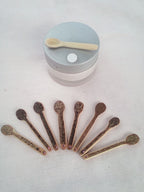 Cuillère à maquillage en bambou 6-7 cm strass rose clair