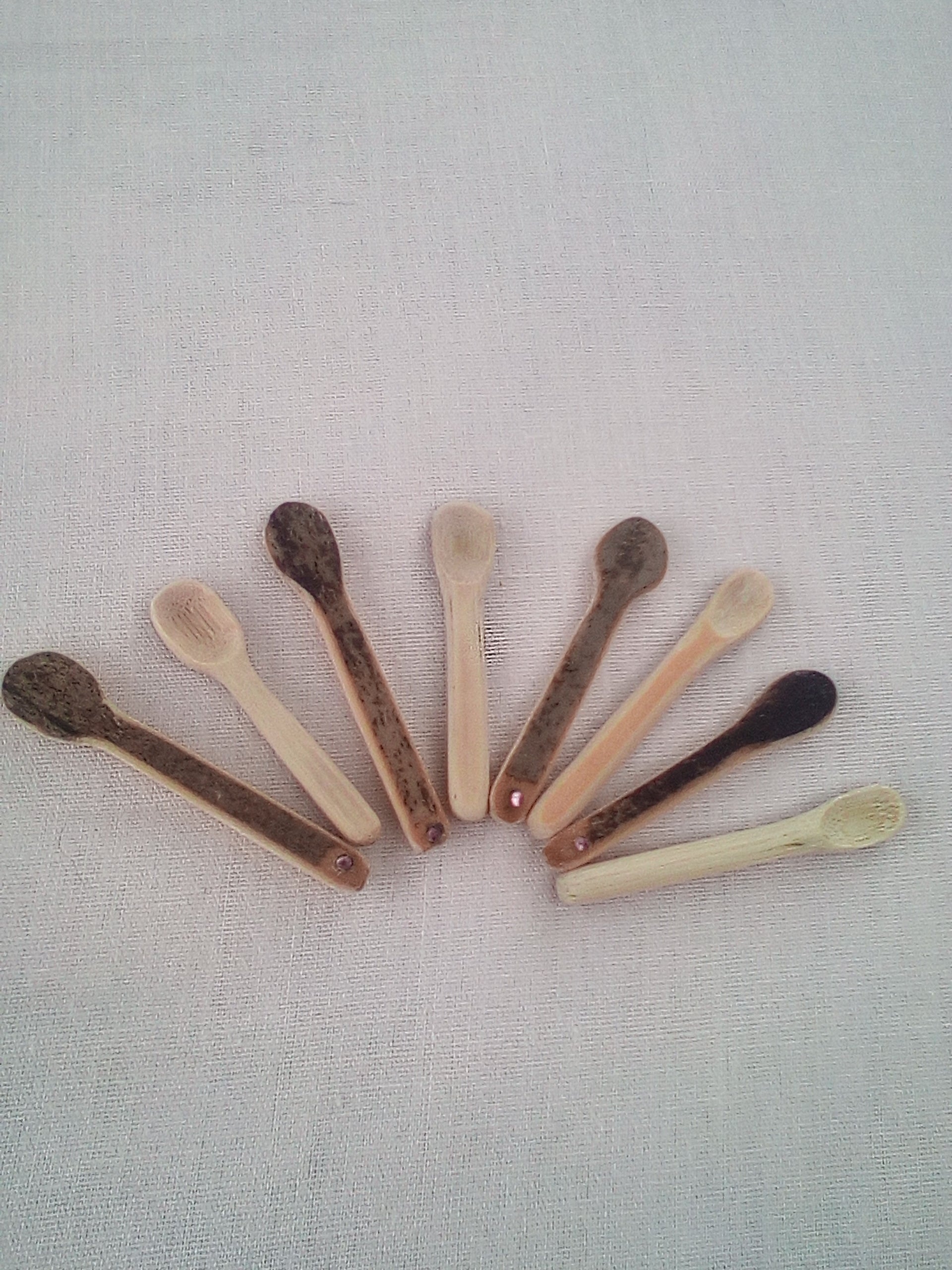 cuillere a maquillage en bambou strass rose clair 4-5 cm