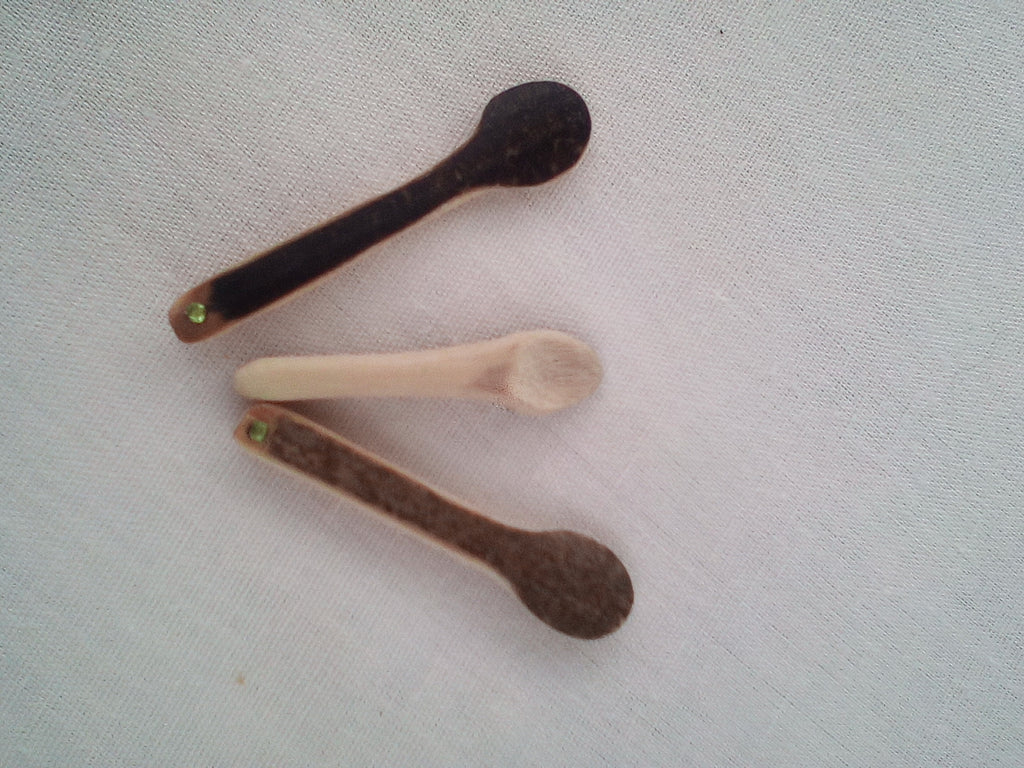 cuillere a maquillage en bambou strass vert clair 4-5 cm