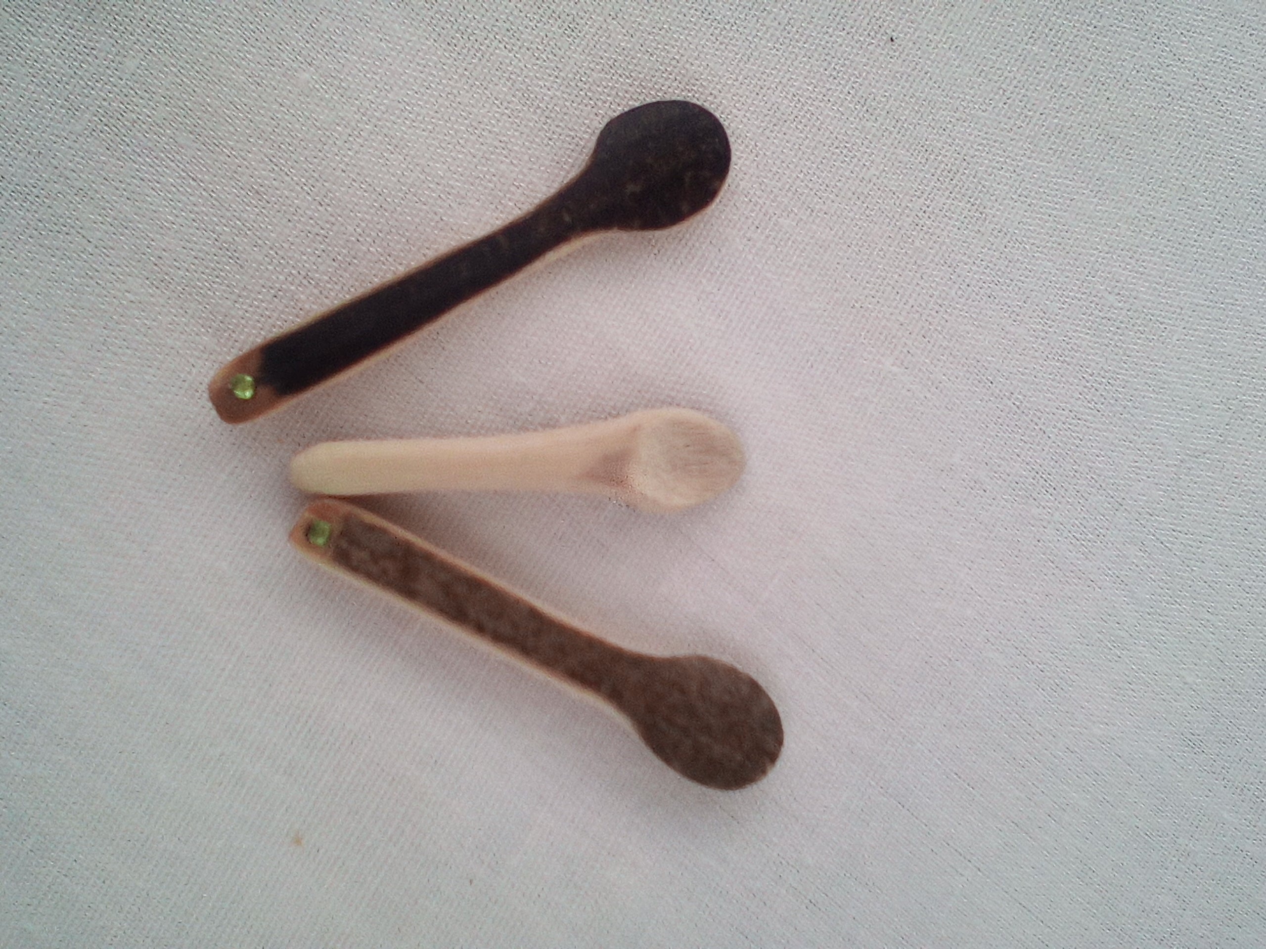 cuillere a maquillage en bambou strass vert clair 4-5 cm