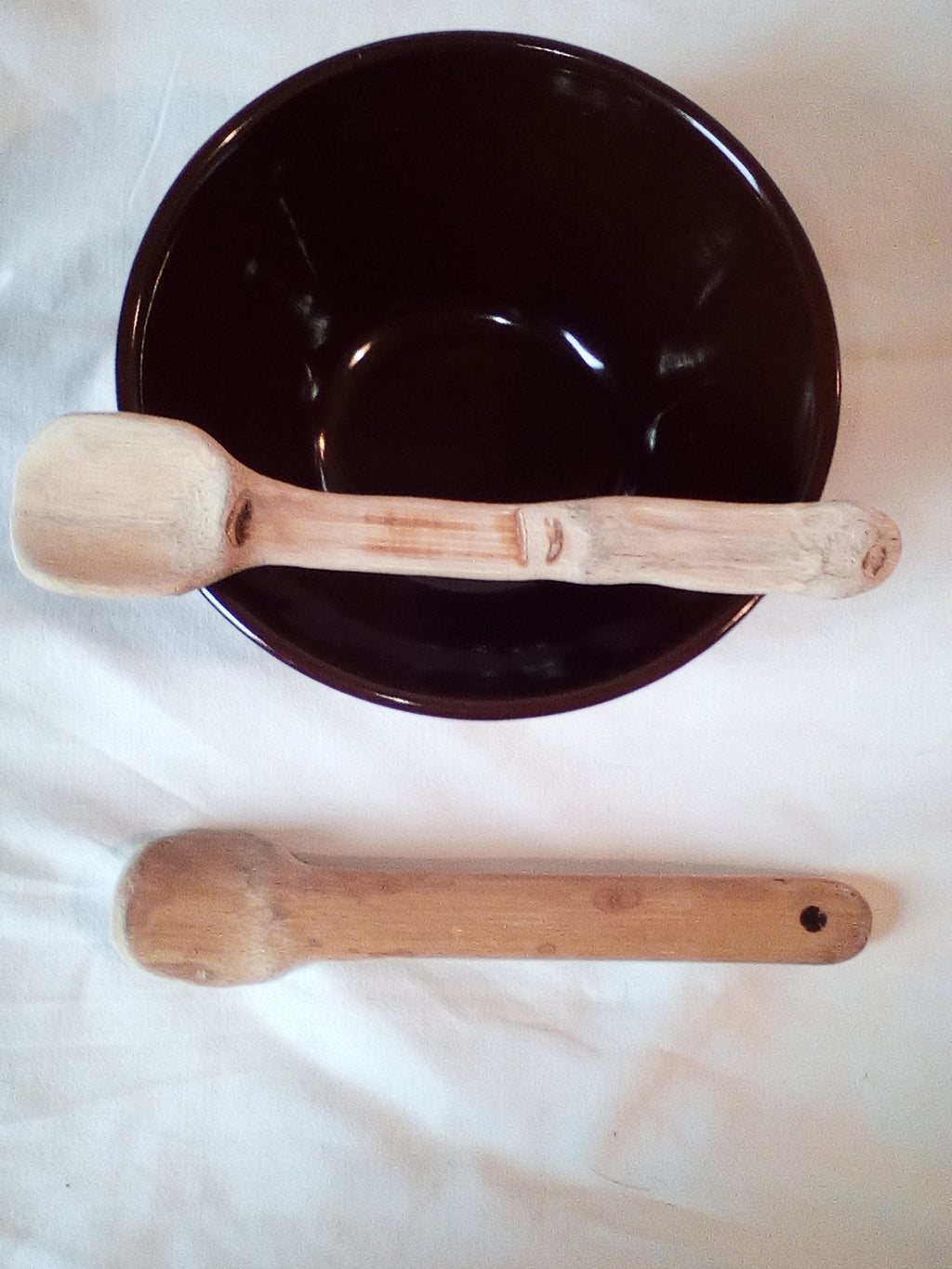 cuillère en bambou vert artisanale pelée de 1 cm