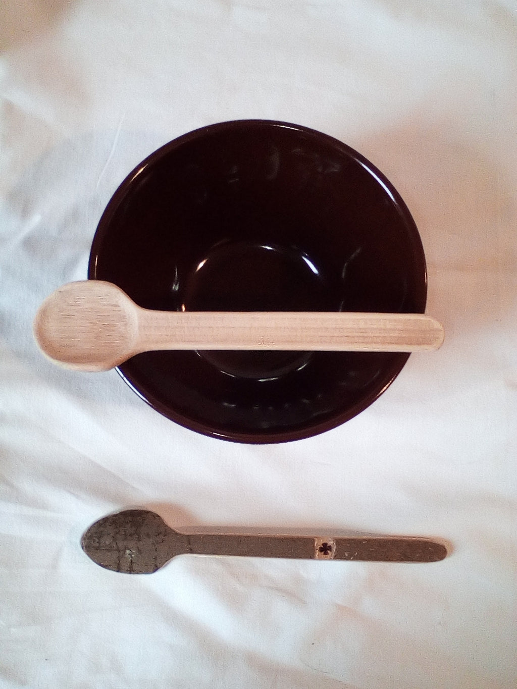 cuillère en bambou vert naturellement décoree de 17 cm