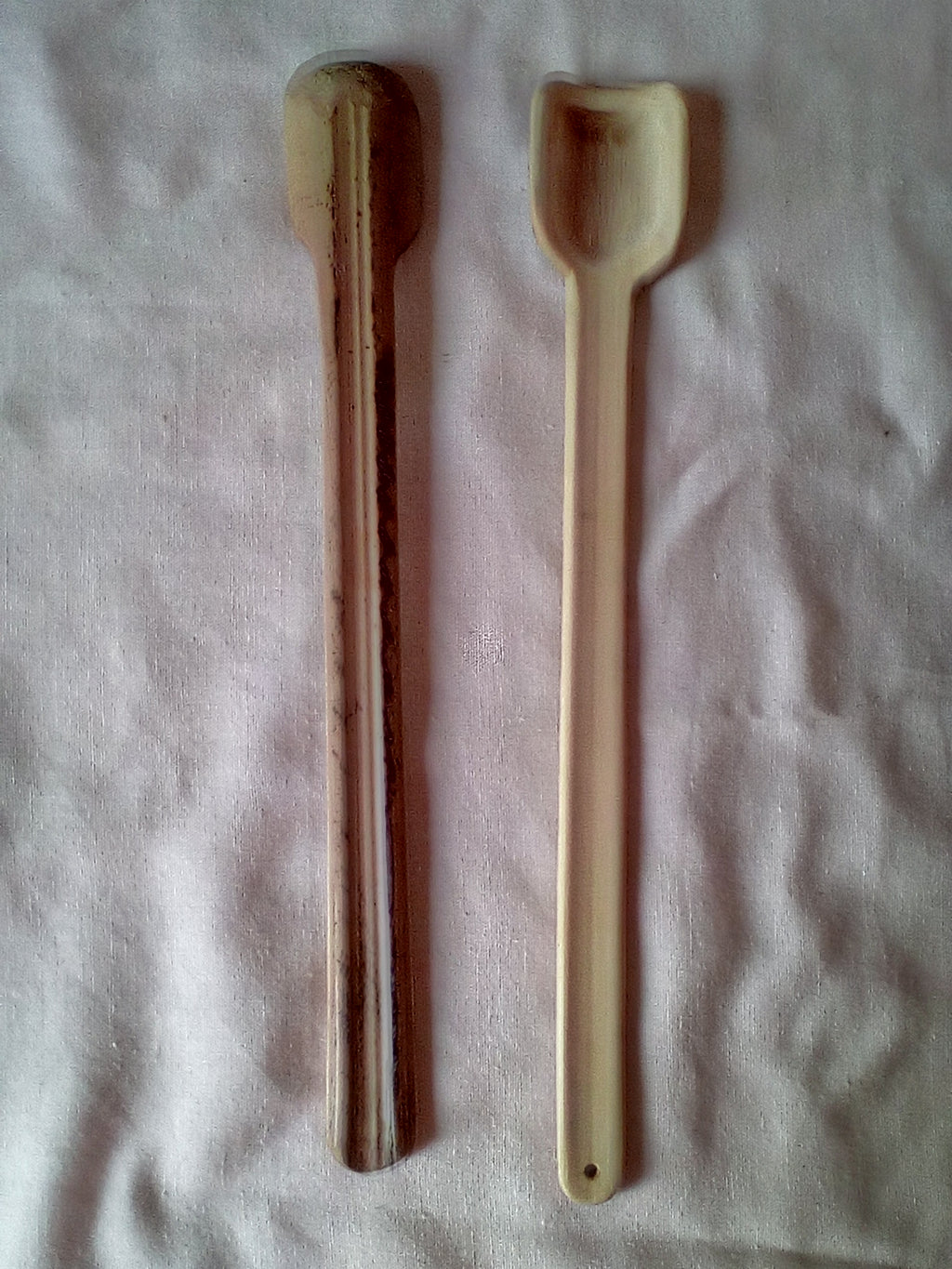 spatule en bambou vert artisanale cannelé de 25 cm