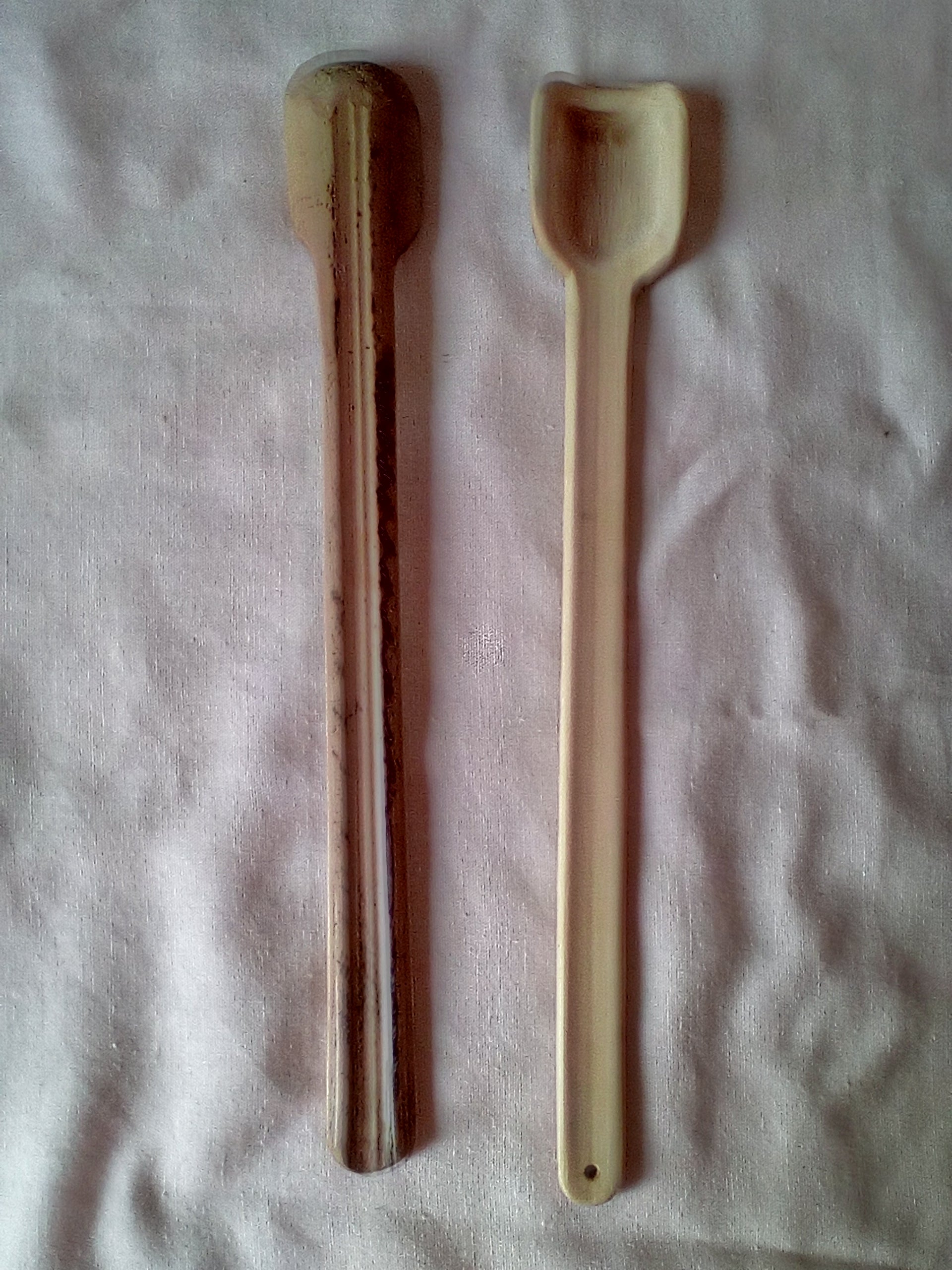 spatule en bambou vert artisanale cannelé de 25 cm