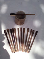 Touileur en bambou noir artisanal 13-14 cm naturel, épais